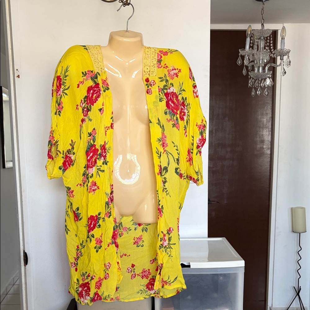 Floral Yellow Swim Coverup
